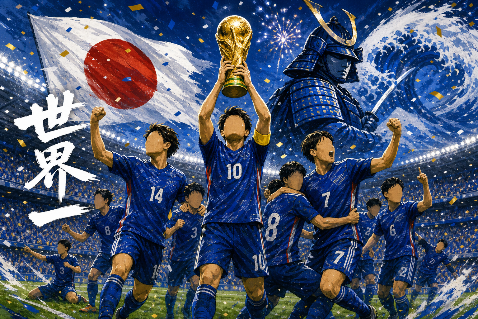 2026 FIFAワールドカップ 日本代表の勝利を祝うサムライブルー